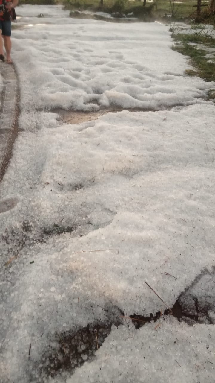 Olhar 67 - Temporal com chuva de granizo causou estragos na tarde desta sexta-feira (22), na região Sul do Estado