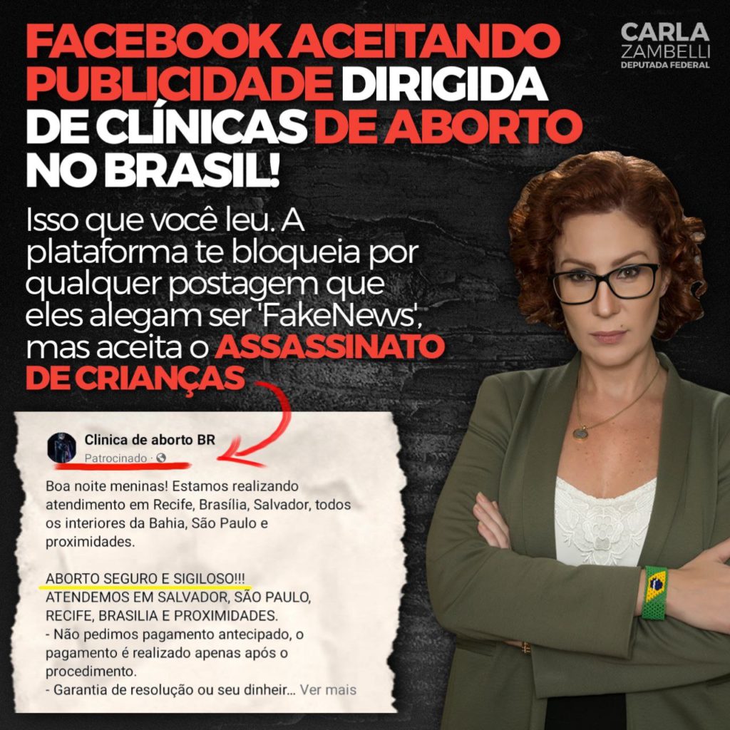 Olhar 67 - Facebook aceita anúncio patrocinado de clínica de aborto no Brasil